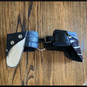 Cowhide black leather hip belt